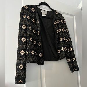 Vintage Adrianna Papell Geometric Beaded Silk Jacket